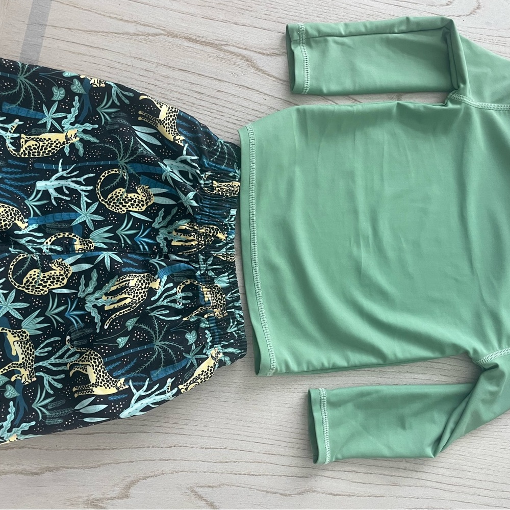RUFFLEBUTTS JUNGLE PRINT SWIMSUIT AND RASH GUARD - Picture 4 of 4